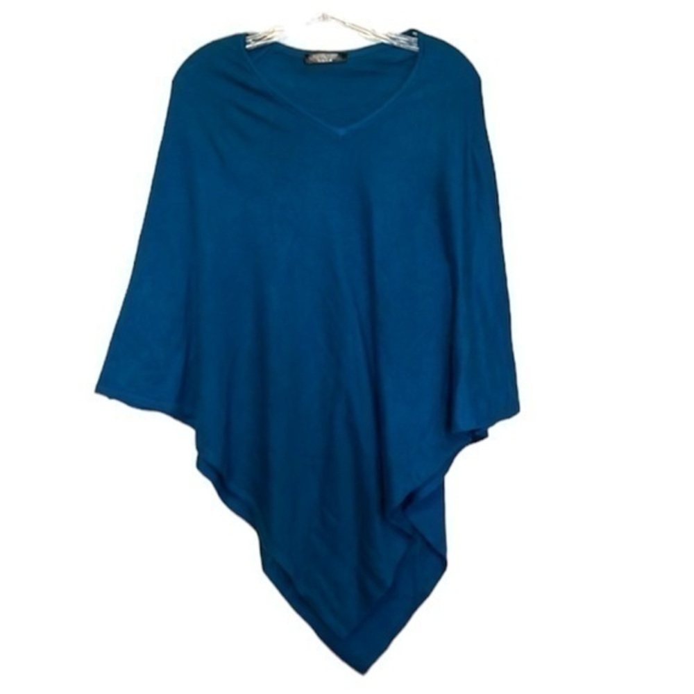 Women’s Shawl Exclusive Cashmere Made in Nepal, Teal Color, V Neck, Pullover